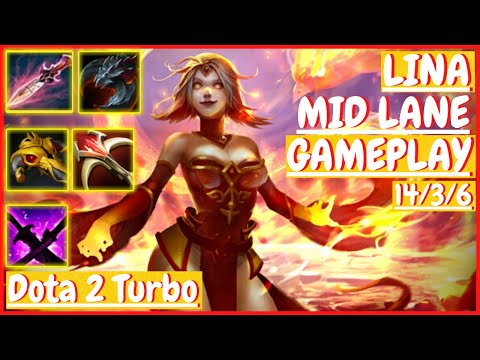 Lina 14/3/6 [MID LANE] [Gameplay DOTA 2 Turbo]