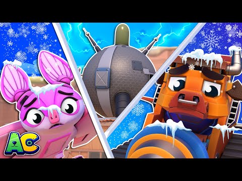 Bulldozer Bull DRILL frees FROZEN people | Super Rescue Squad