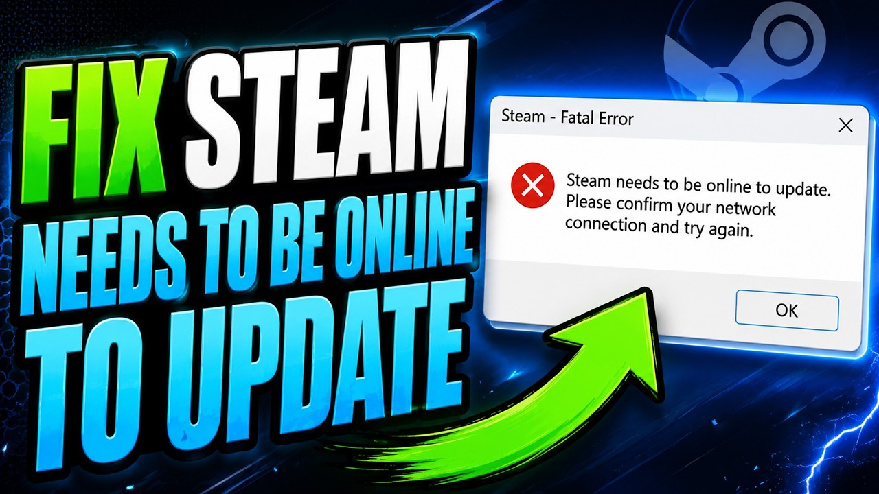 Fix “Steam Needs To Be Online To Update” | Steam Fatal Error Message🎮🔥