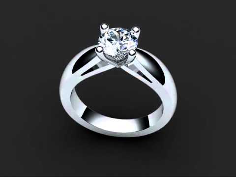 Bar set contour Solitaire Diamond Engagement Ring in 18K gold