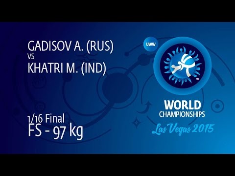 1/16 FS - 97 kg: A. GADISOV (RUS) df. M. KHATRI (IND) by TF, 10-0