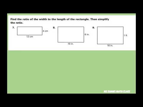 Find the ratio of length to width of a rectangle. Simplify ratio