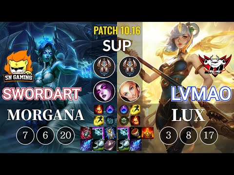 SN SwordArt Morgana vs JDG LvMao Lux Sup - KR Patch 10.16