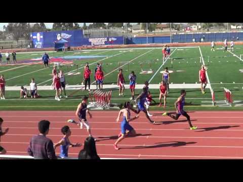 VarB 100m vs Fountain Valley & Newport Harbor 3-29-17 - Los Alamitos Boys