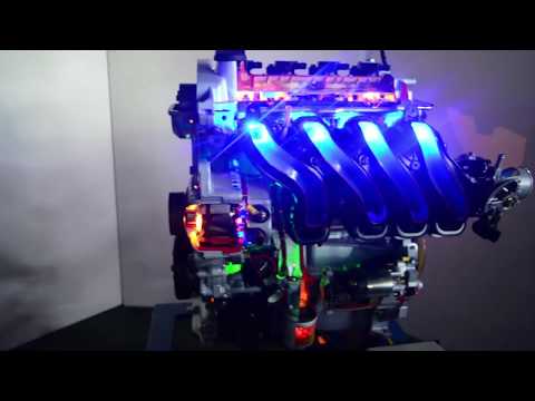 Sectioned Petrol Engine, 4 Stroke, 4 Cylinders, DOHC, EFI, with Electric Motor