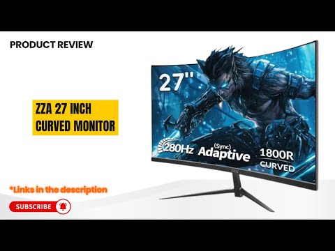 ZZA 27" Curved Gaming Monitor, 280Hz 240Hz Gaming Monitor, 1800R VA Panel, 120% sRGB, AMD FreeSync, 1ms GTG, Esports Ready Display, Flicker-Free, HDMI & DP, VESA Mount - Black video review thumbnail