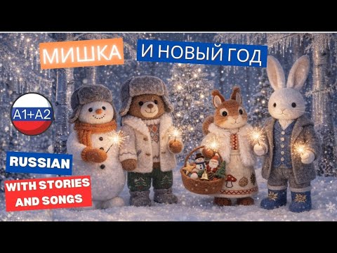 Learn Russian A1 ❄️ Mishka and the New Year — Winter Story and Song 🐻🎄