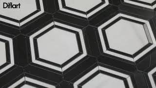 Black & White Hexagon Waterjet Marble Mosaic Tile For Kitchen Backsplash