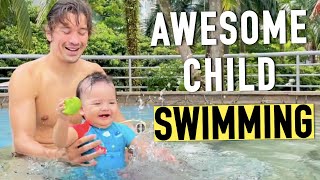 Baby Mika learns to swim - Episode 2