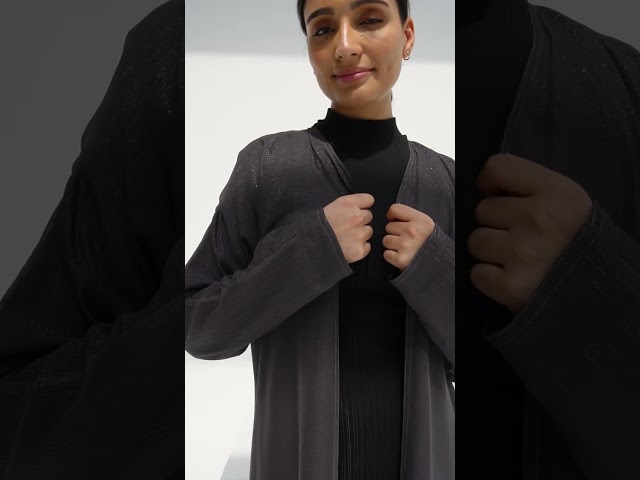 عباية دبل فيس بنفسجي رمادي وأسود