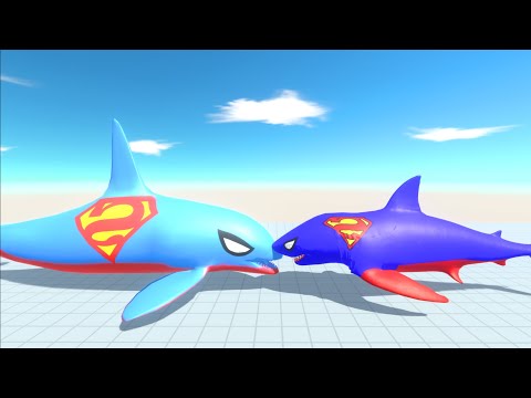 SUPER MAN ORCA vs SUPER MAN GREAT WHITE SHARK Death Run - Animal Revolt Battle Simulator