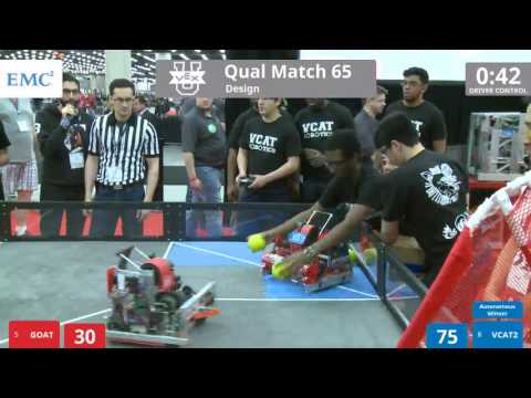 VEX Worlds 2016 - VEX U - Design - Qual 65 (GOAT) 68 vs 309 (VCAT2)