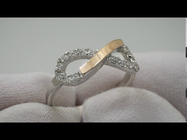 Серебряное кольцо с золотом "Бесконечность" кжх136 Видеообзор