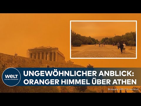 ATHEN: Oranger Himmel über der Stadt - Saharastaub sorgt für außergewöhnliche Bilder