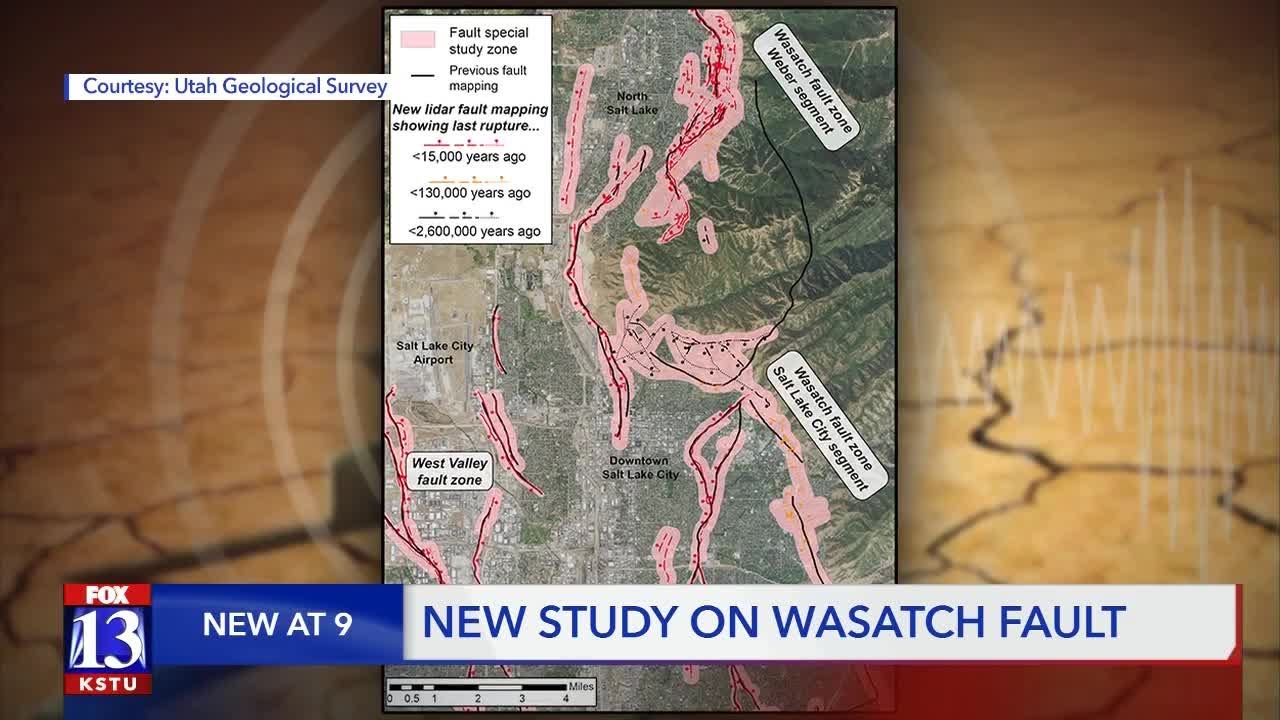 UGS study indicates earthquake rupture risk in Northern Utah; Shows 288 miles of fault traces