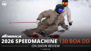 2026 Nordica Speedmachine 130 DD (Dual BOA) On Snow Ski Boot Review with SkiEssentials.com
