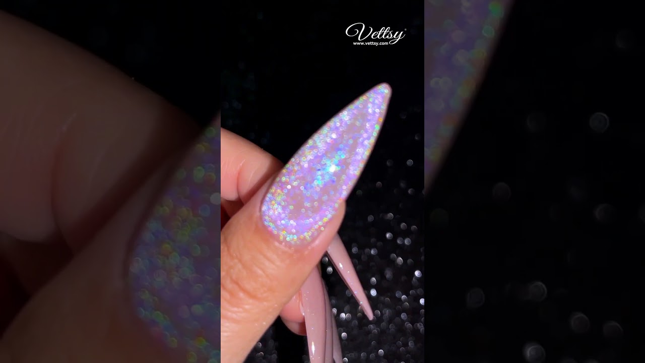 Vettsy Jelly Pink Gel + Holographic Cat Eye Gel Is So Stunning #cateye #rainbow