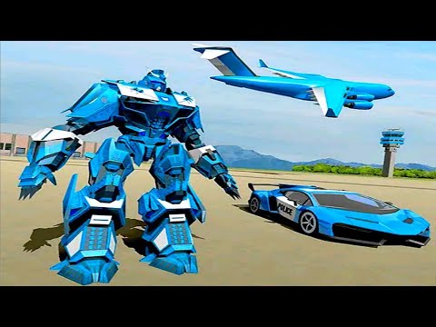 US Police Robot Car Transporter - Police Helicopter Transport Game - Android Gameplay #30