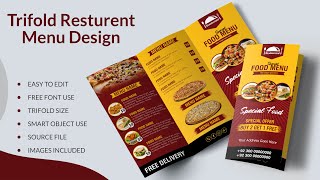 How to Make Restaurant Menu Design | Trifold Brochure Design | Graphics Inn