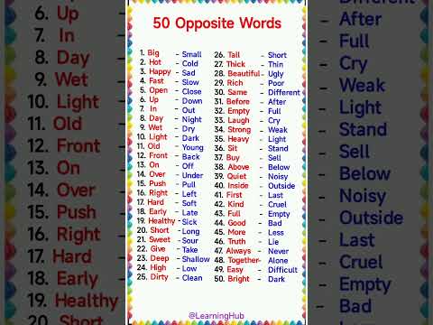 50 Opposite Words | opposite words | Opposite Words in English | Antonyms | viprit shabd #opposite