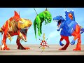 Super-Man Spinosaurus, Spider-Man T-Rex, I-Rex, Iron-Man Jurassic World Evolution Dinosaurs Fight