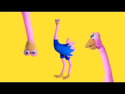 Let's make a cartoon plasticine Ostrich. Funny claymation for kids