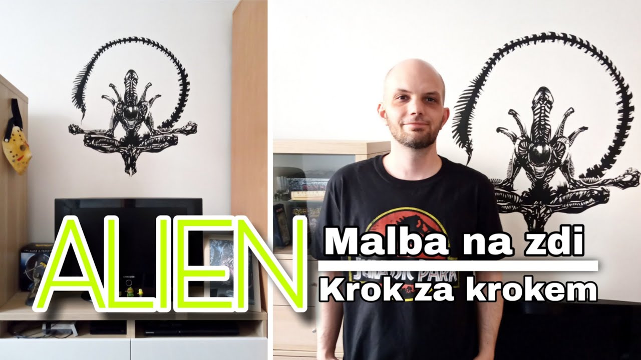 Alien👽  / malba na zdi 80 x 96 cm krok za krokem #Alien #Painting #tutorial