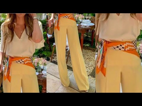 LOOKS con PANTAONES de MODA 2022 ELTILO PALAZO COMO COMBINAR PANTALO PALAZO  PANTALONES PALAZO LOOKS