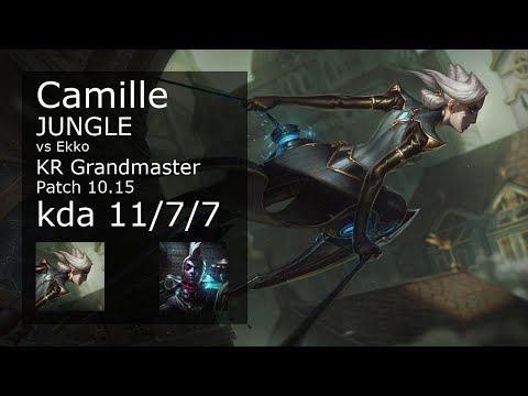 Camille vs Ekko Jungle - KR Grandmaster 11/7/7 Patch 10.15 Gameplay // [롤] 카밀 vs 에코 정글