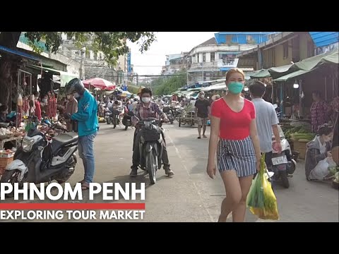 Exploring walking at traditional market in Phnom Penh