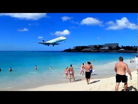 Lowest Airplane Landing Ever in Maho Beach, St Martin or St Maarten www.TamariskRTW.com