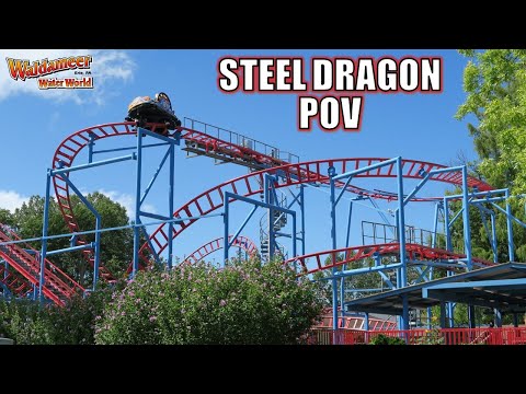 On-ride point of view of Steel Dragon