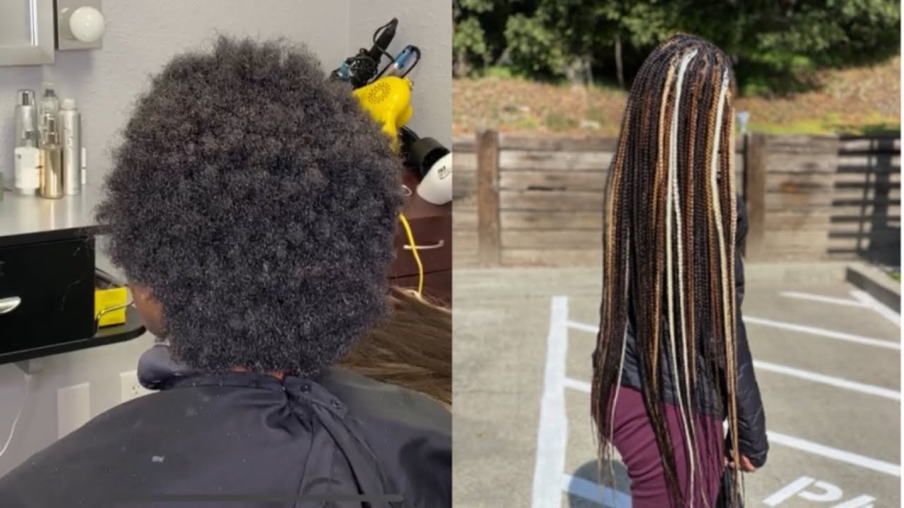 84 Knotless Box Braids on a Type 4 Afro|5 Color Blend