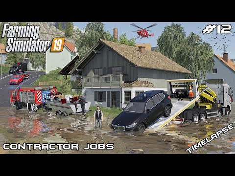 Rescuing Vehicles From A Flooded Autobahn | FS19 Contractor Jobs