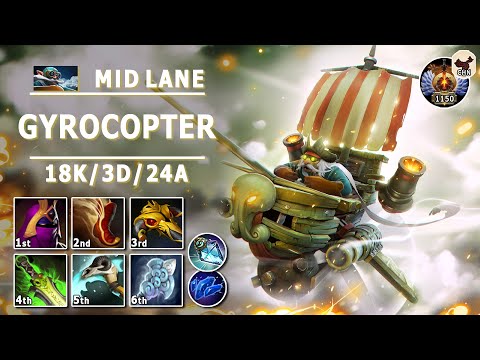 Gyrocopter Mid Lane | 7.31b | Mid Gyro Magic Damage Build | Dota 2 Immortal Gameplay