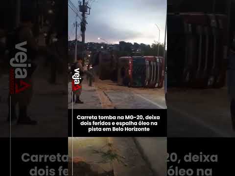 Carreta tomba na MG-20, deixa dois feridos e espalha óleo na pista em Belo Horizonte #Shorts