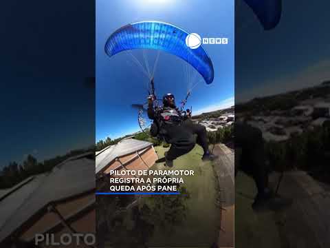 Piloto de paramotor registra a própria queda. 📲 #RecordNews #Shorts