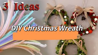 3 Ideas DIY Christmas wreath out of pipe cleaners#easycraft #diy #chritmascraft #christmas #tutorial