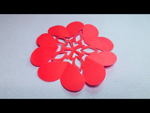 Daily challenge #020 / 爱心怎么剪最快最好看，五折剪纸方法 /  funny paper cutting from shaped heart, easy&fast, try it
