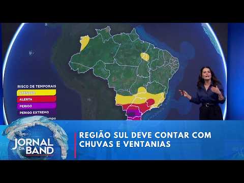 Sul do Brasil segue em alerta máximo para chuva e ventos de 90 km/h | Jornal da Band