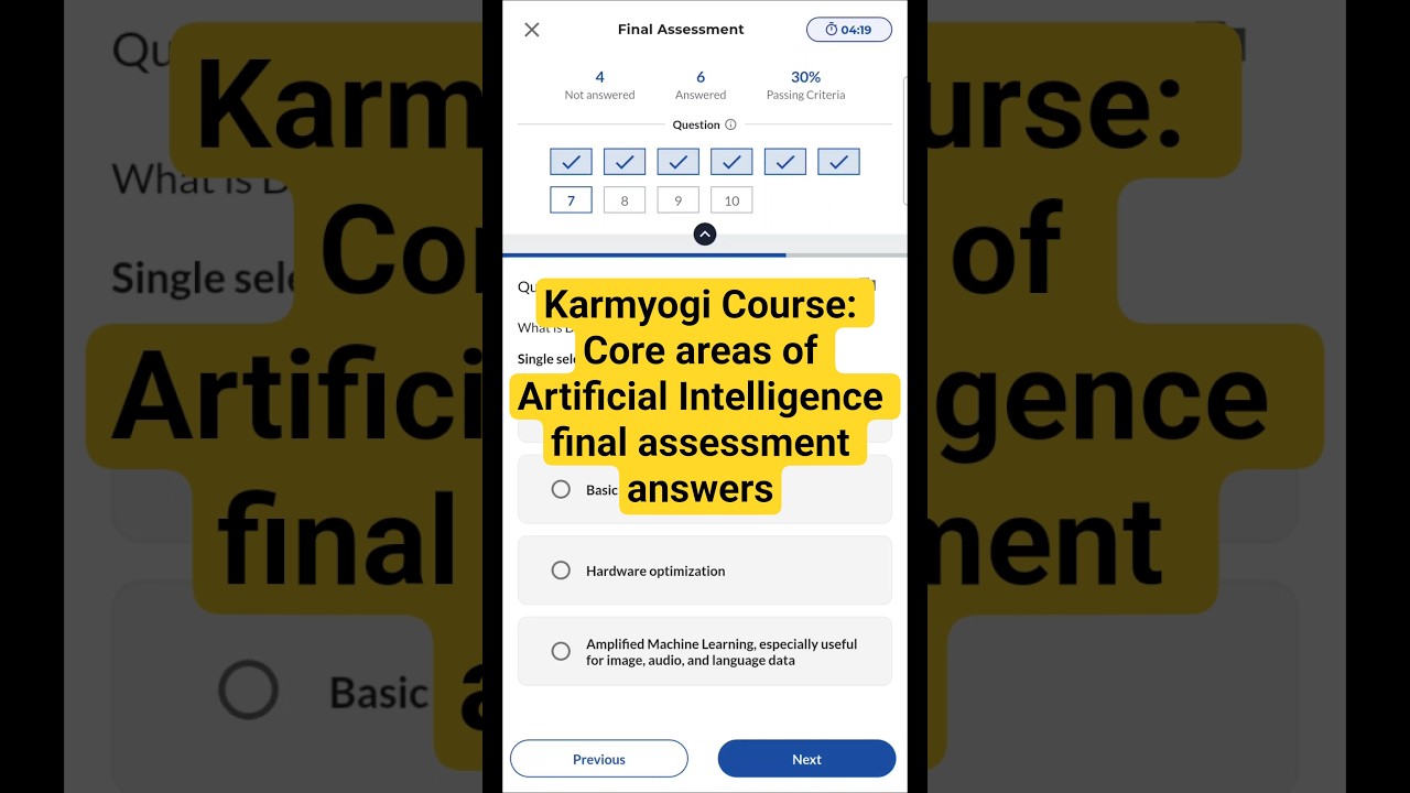 Karmyogi Course: Core areas of Artificial Intelligence final assessment answers #ai