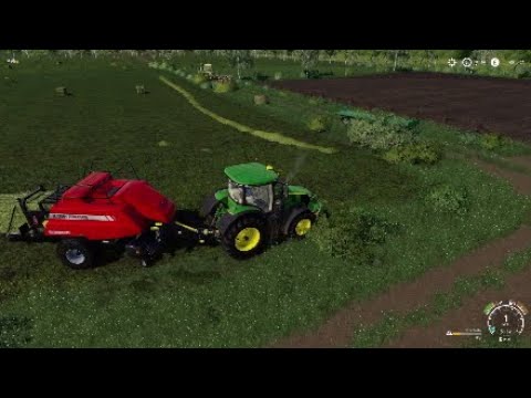 FS19 Hesston baler and case tractor on tracks loading bales