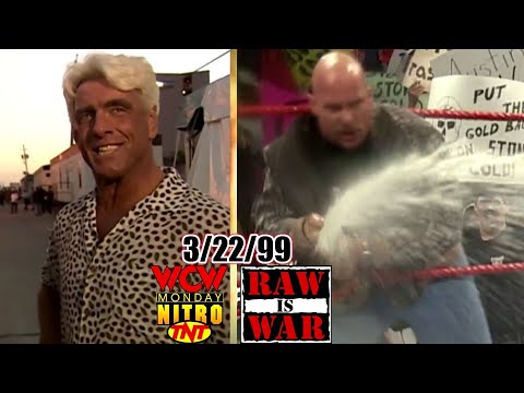 WWF RAW vs. WCW Nitro - March 22, 1999 Full Breakdown - BEER BATH - Austin vs Wight - Flair/Mysterio