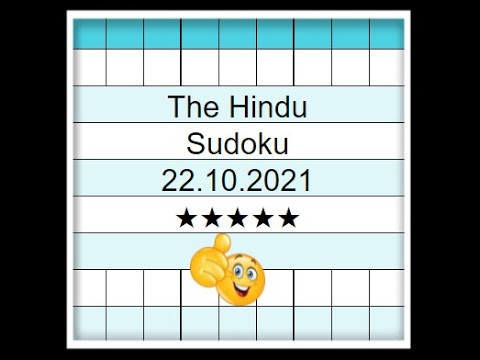🔴 The Hindu Sudoku 5 Star Step by Step Solution | 22.10.2021 | Difficulty Level ★★★★★