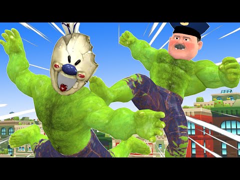 Police Brave Become PoliceHulk Combat Giant Ice Scream 4 Protect Nick - Scary Teacher 3D Funny Story