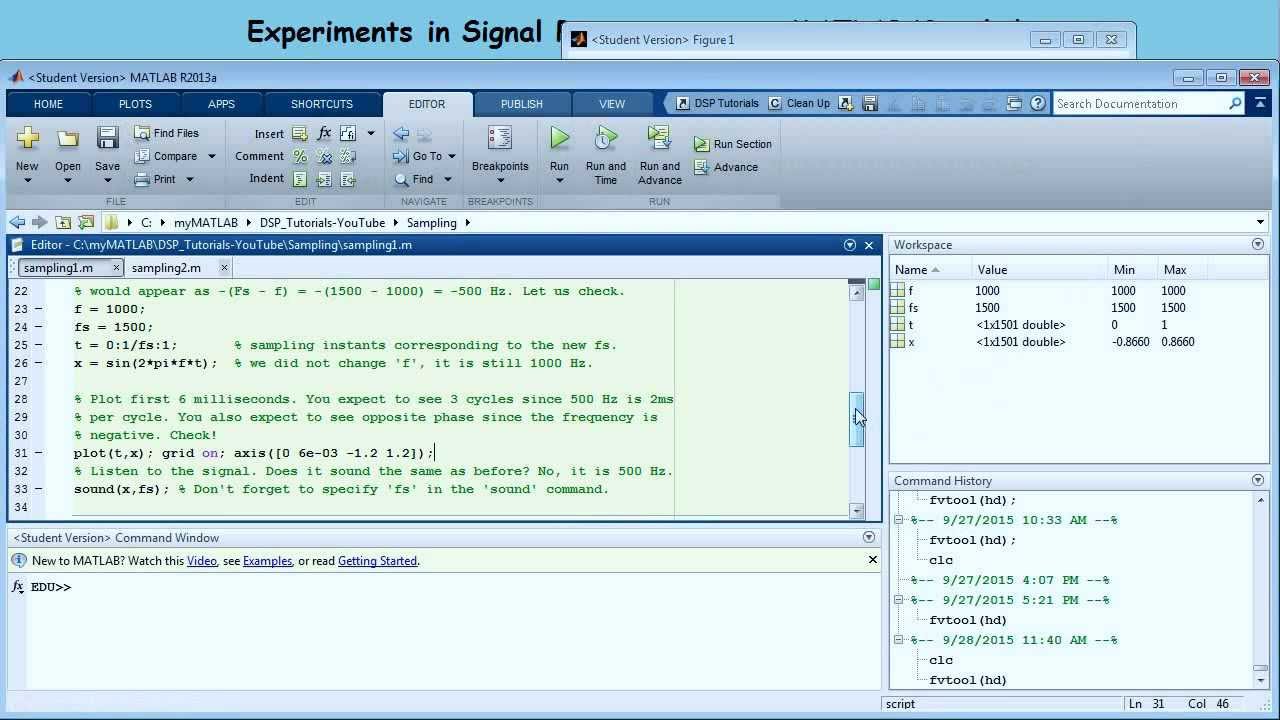 Experiments in Signal Processing using MATLAB/Simulink - Episode 1 (Sampling)