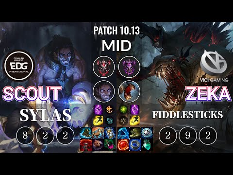 EDG Scout Sylas vs VG Zeka Fiddlesticks Mid - KR Patch 10.13