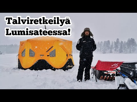 Retkeilyä järven jäällä pilkkiteltassa!