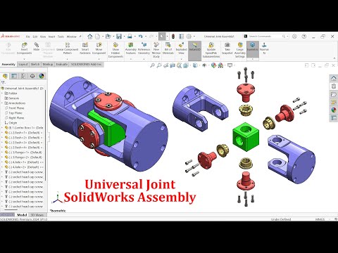 Universal Joint Parts and Assembly in SolidWorks