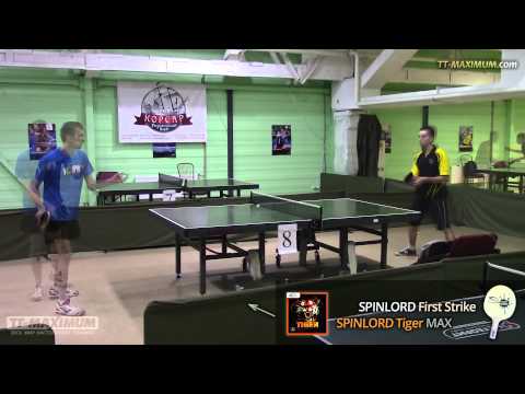 Топспин справа накладкой SPINLORD Tiger max на основании SPINLORD First Strike